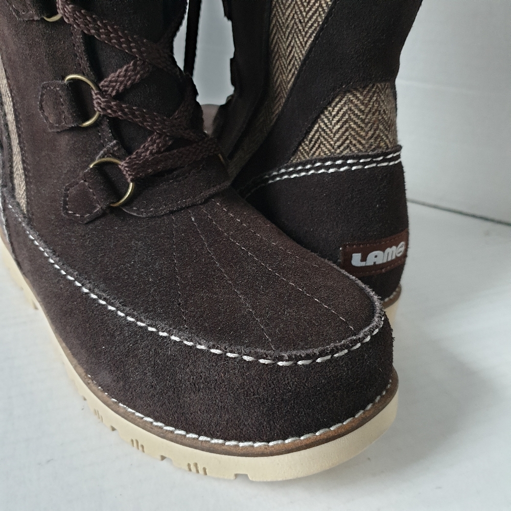 Lamo Wm Harper Premium Choc Brown Suede & Sheepskin Lined Tall Winter Boots 6-7 - Picture 15 of 16